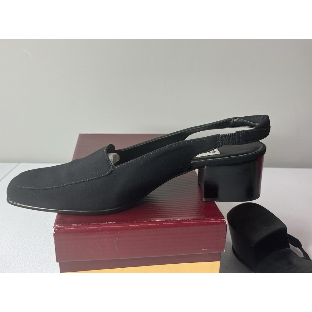 Vtg Etienne Aigner Sling back Loafer Heels Black Size 9 With Box - Picture 9 of 11